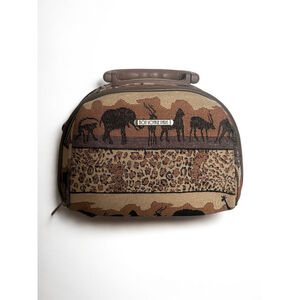 Bon Voyage Paris Safari Print Travel Vanity Case Bag Carry-On Organizer